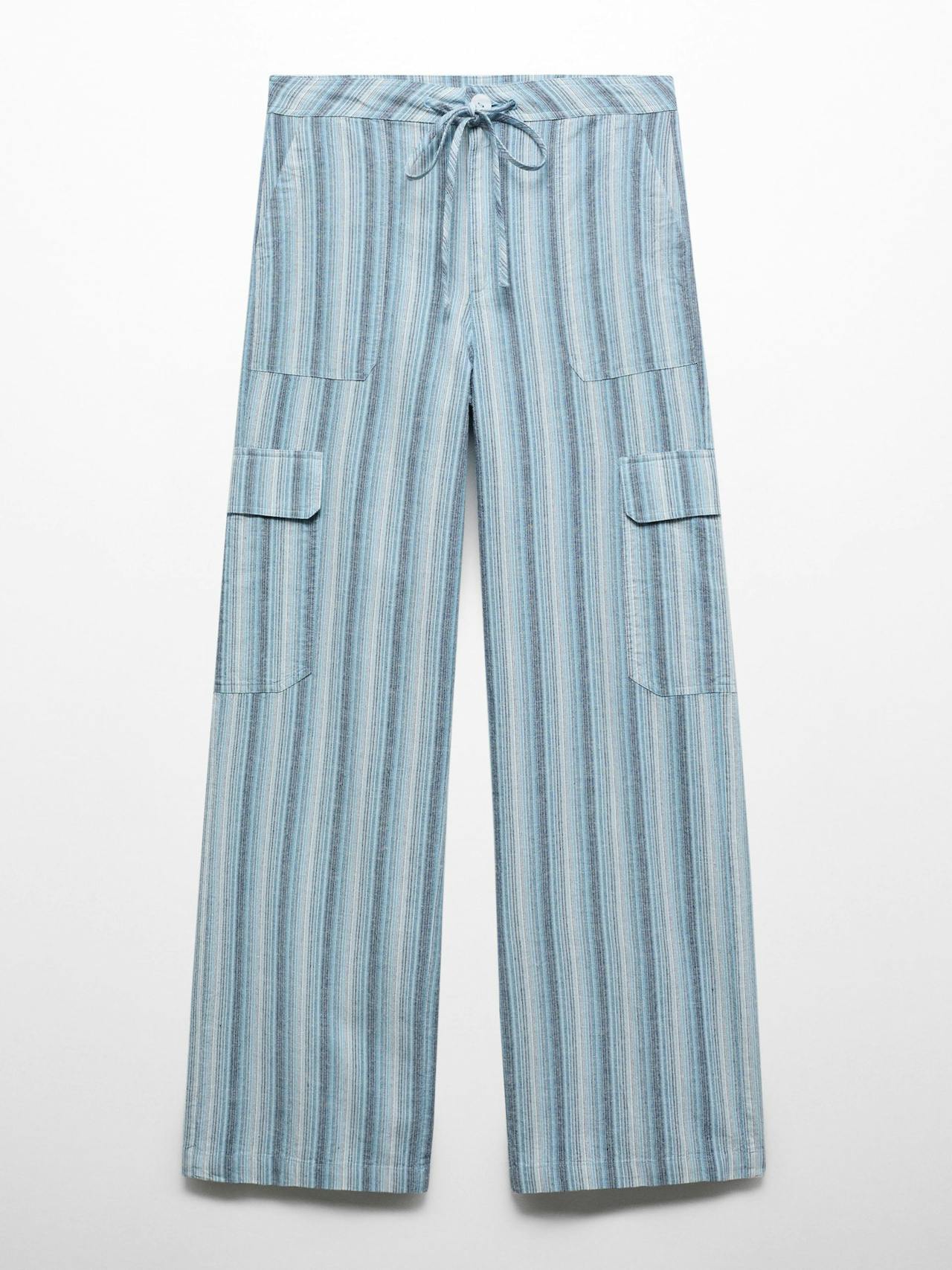 Trousers striped cargo pockets