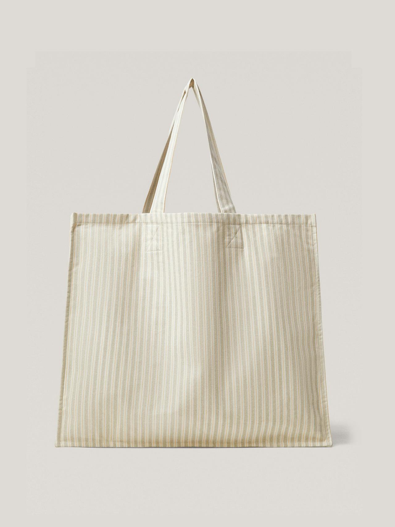 Striped cotton tote bag