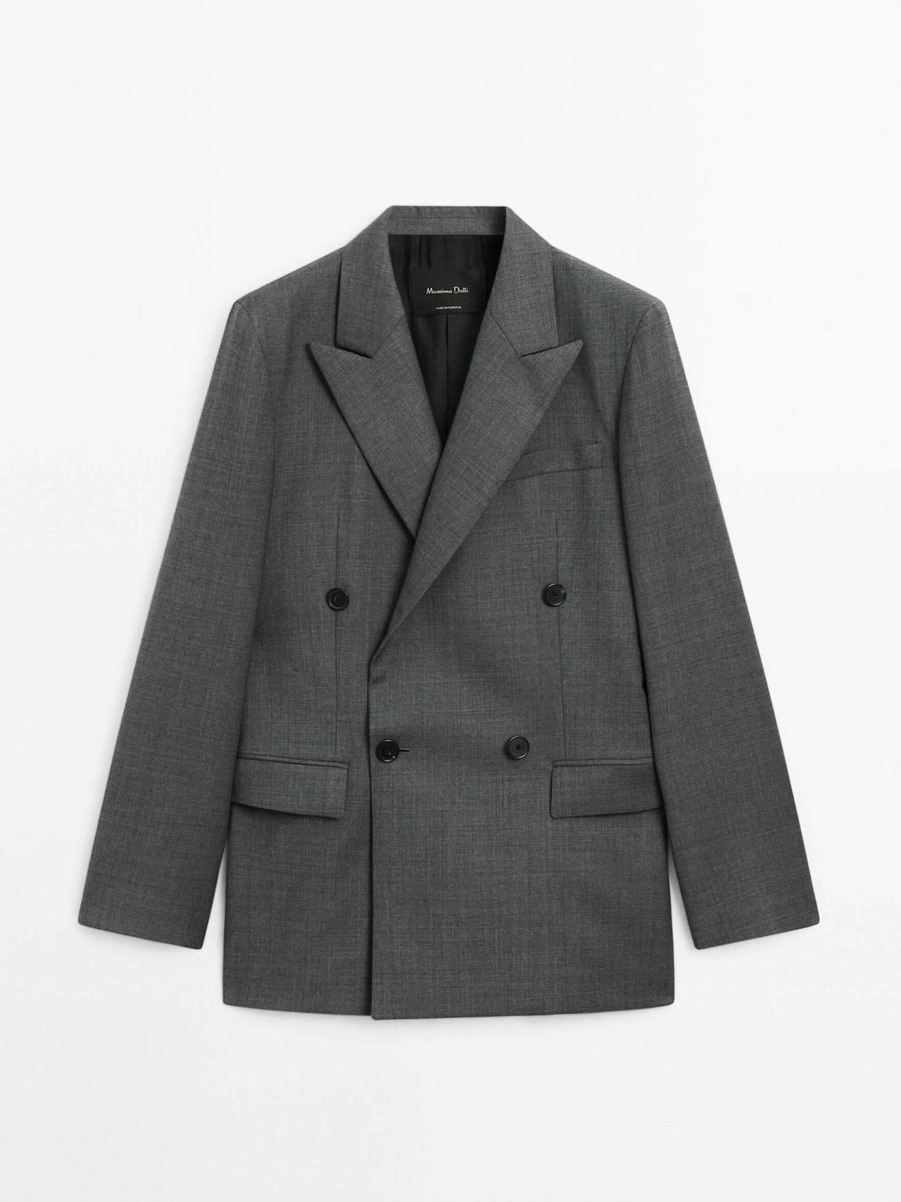 Double-breasted 100% wool blazer co-ord