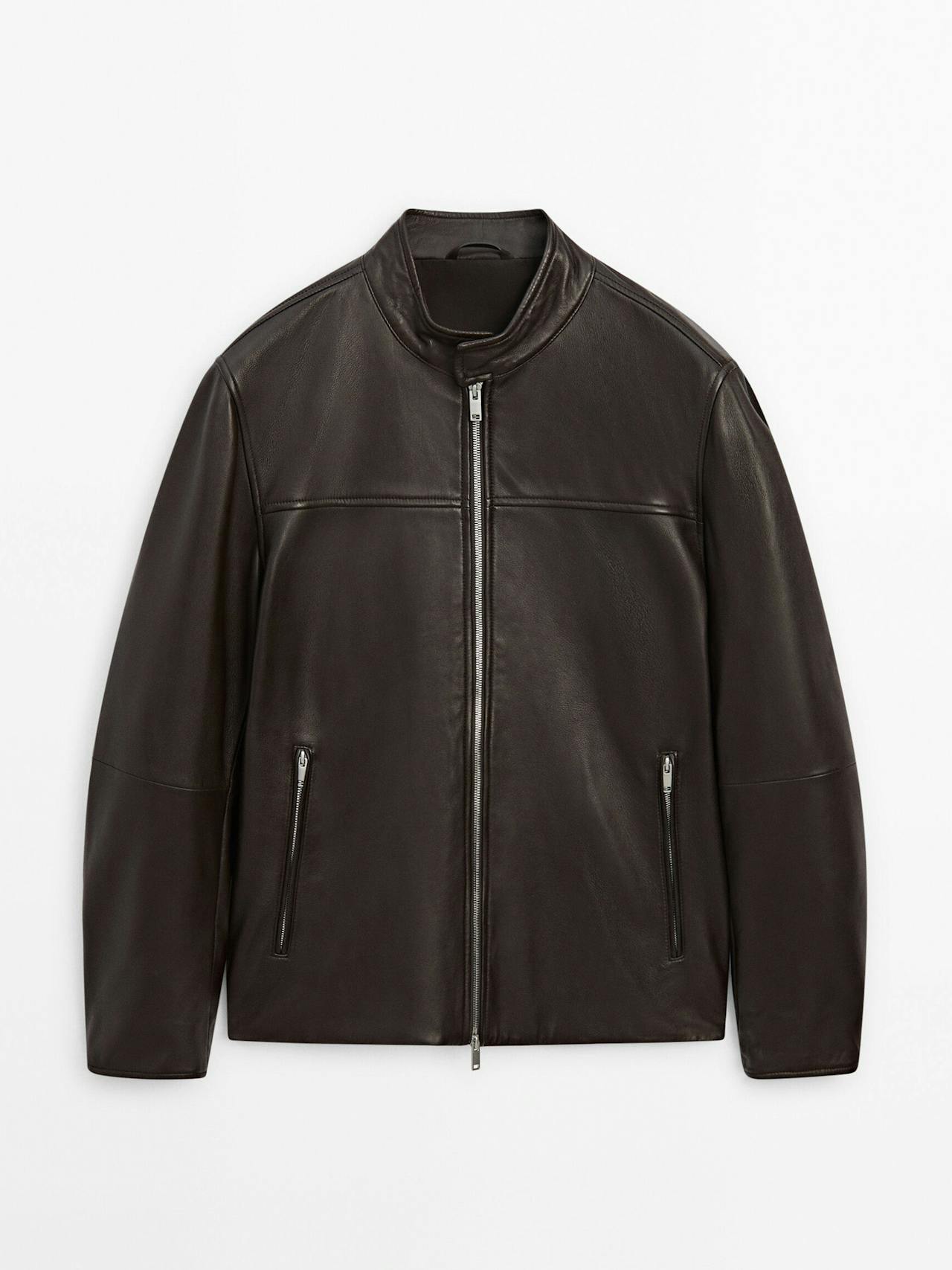 Nappa leather jacket with zip pockets