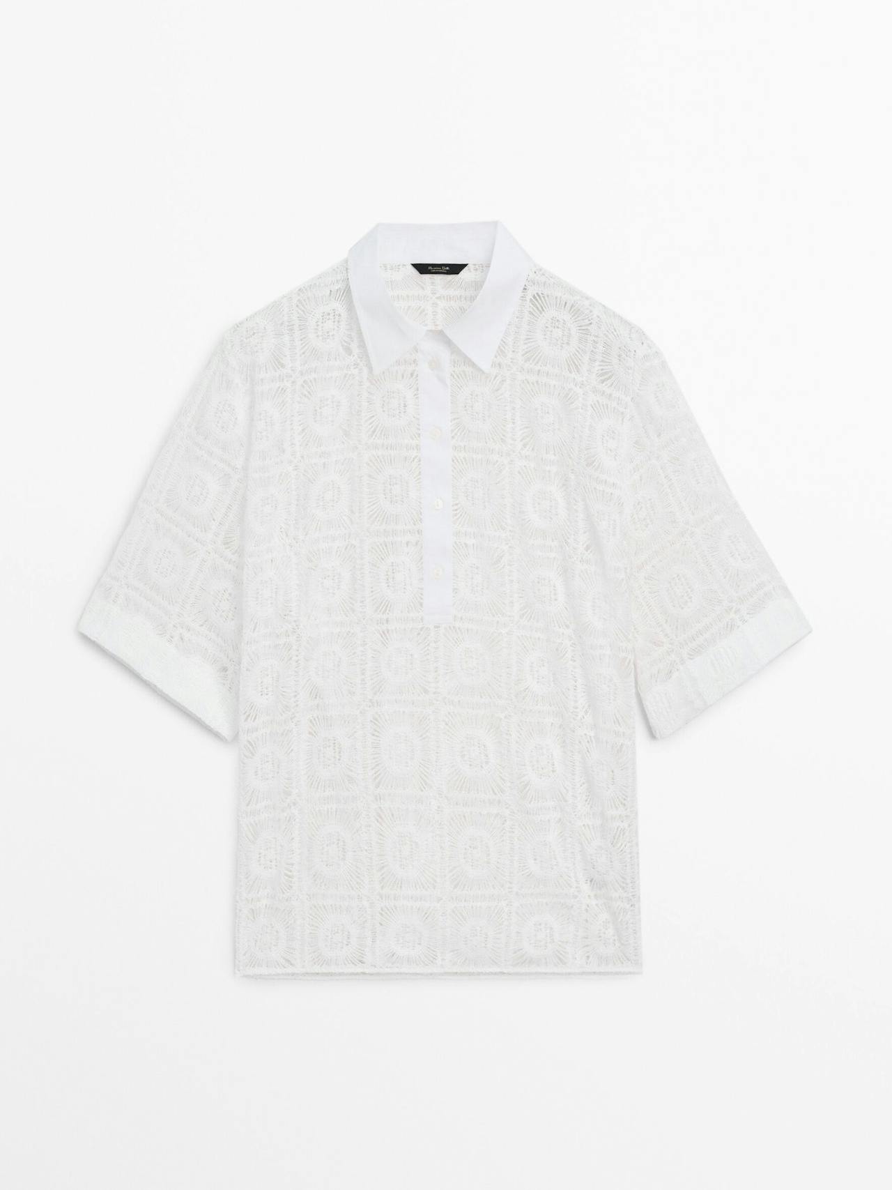 Guipure cotton blend co-ord shirt