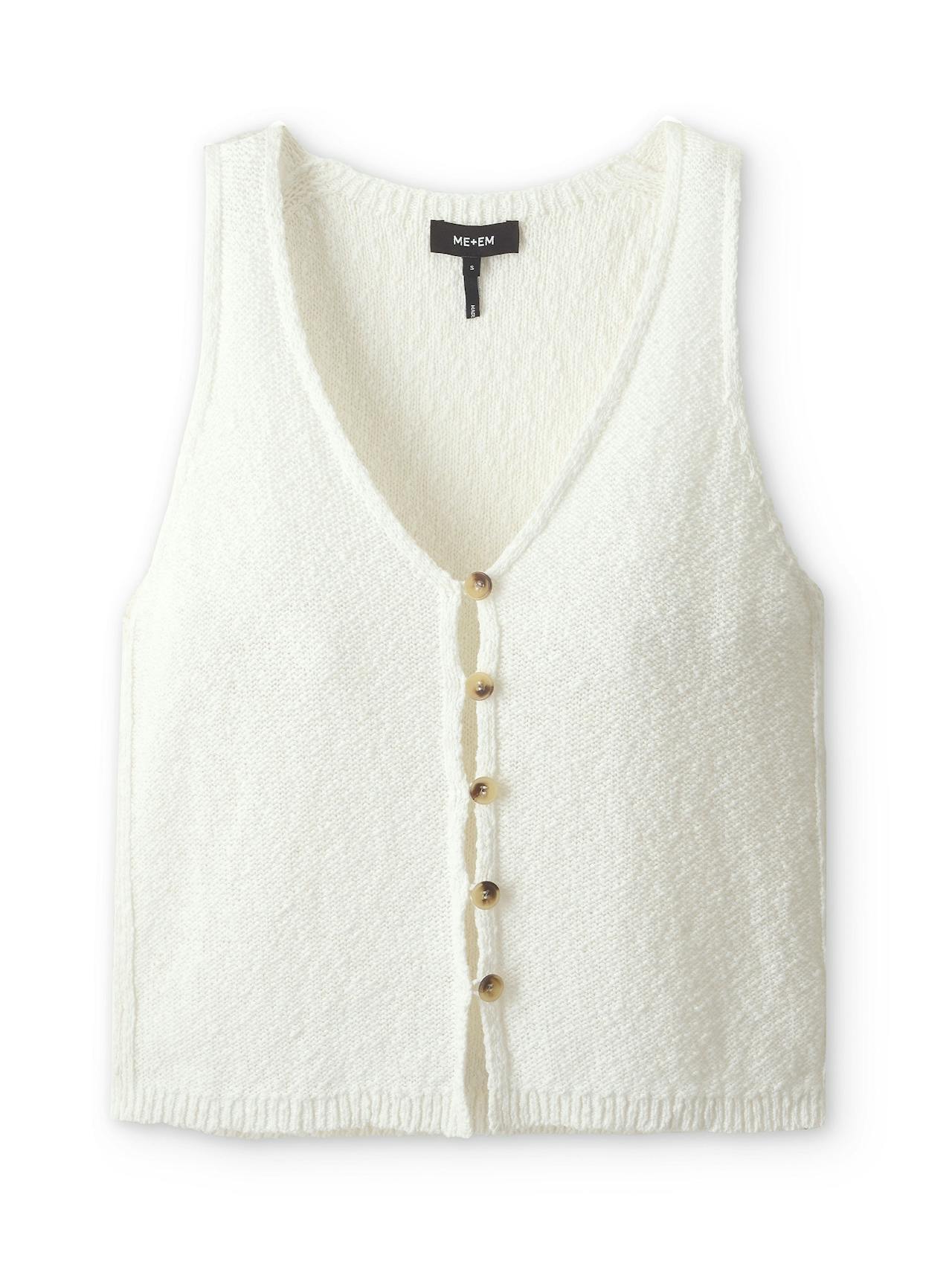 Cotton bouclé button detail vest