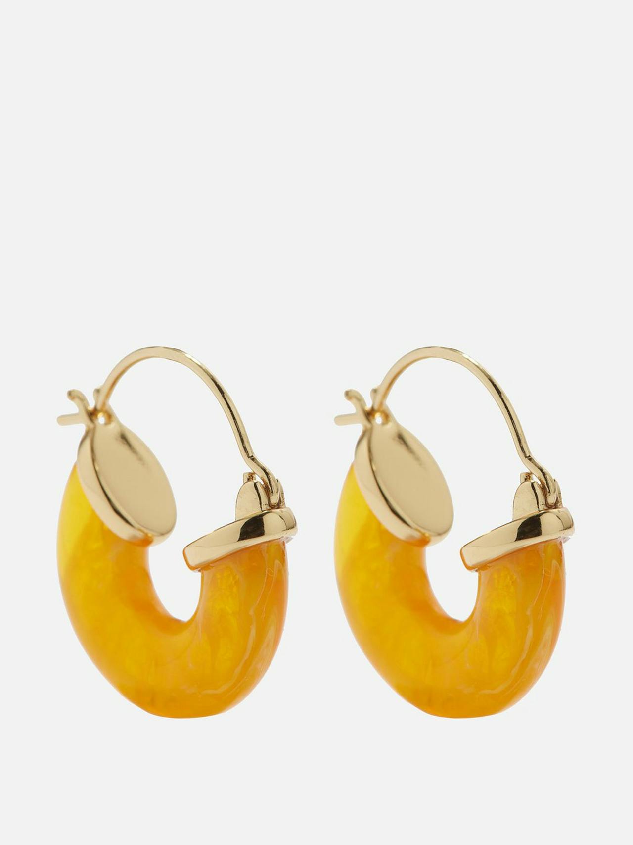 Petit Swell resin 18kt gold-plated hoop earrings