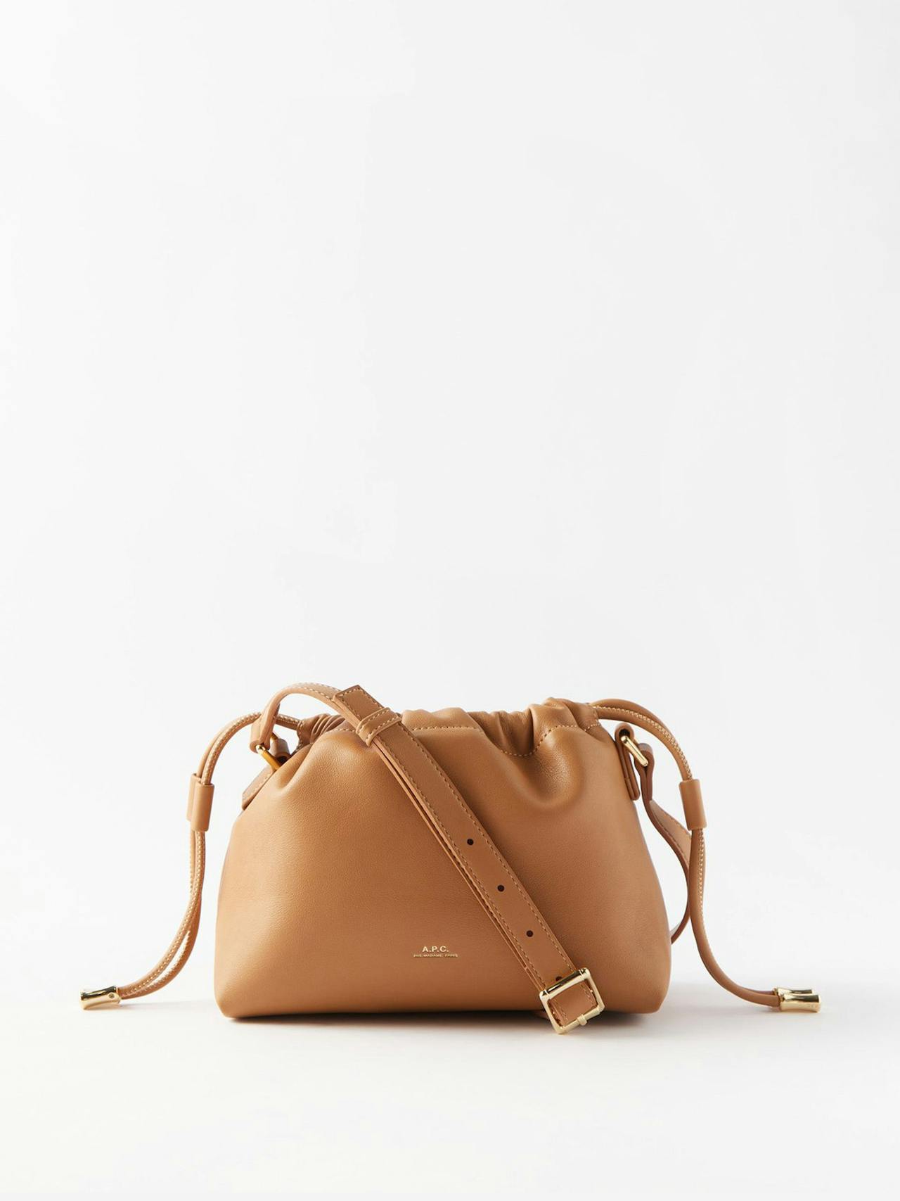 Ninon mini faux-leather cross-body bag in Camel