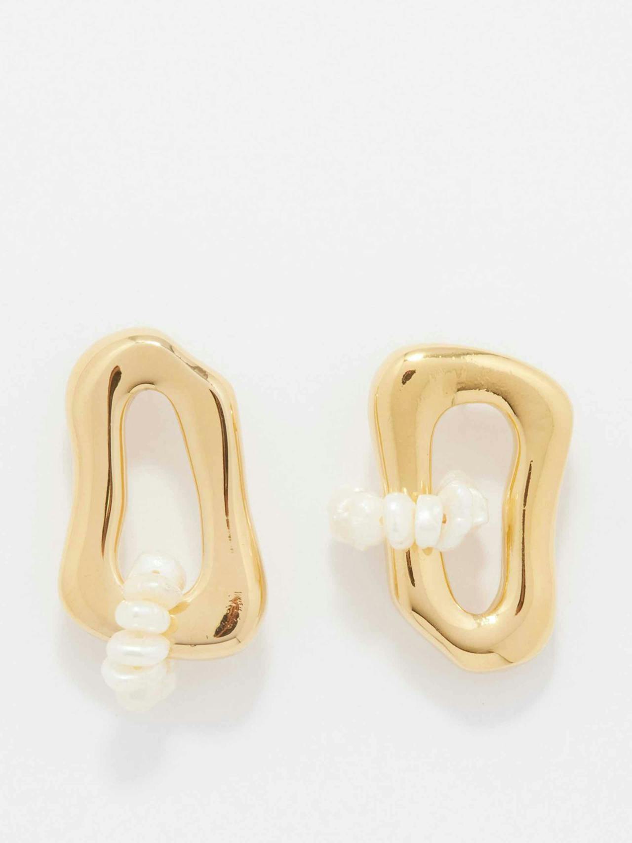Leona freshwater pearl & 18kt gold-plated earrings