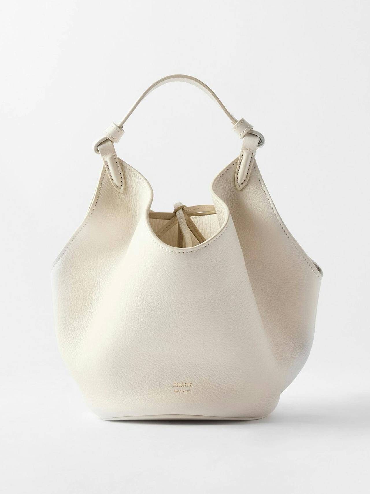 Lotus mini leather handbag in Ivory