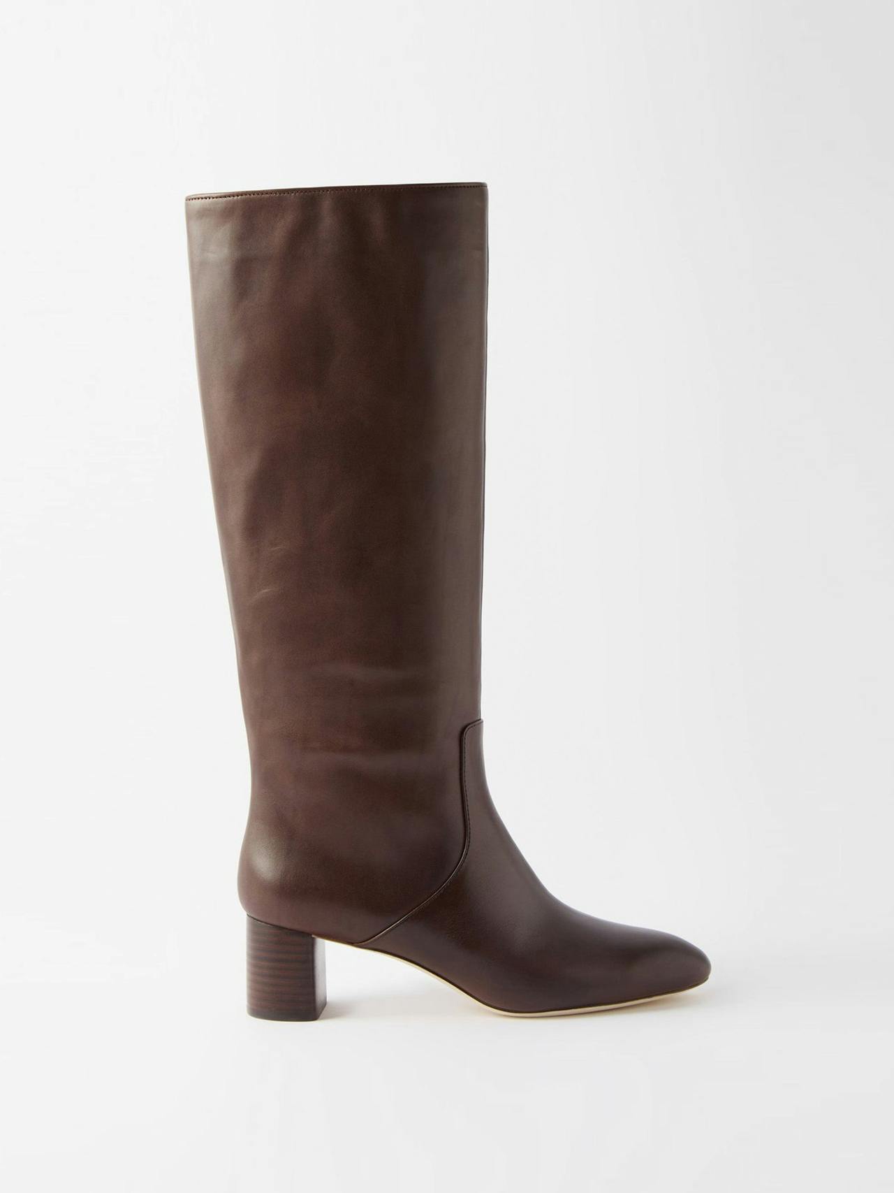 Gia block-heel leather boots
