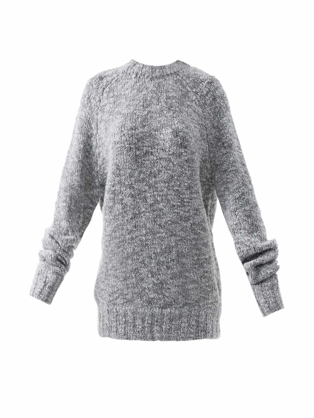 Raglan sleeve merino wool-blend bouclé jumper