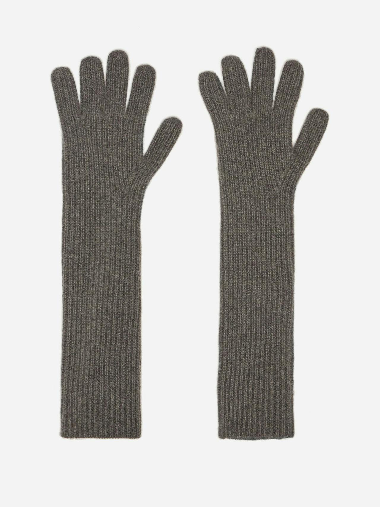 Recycled cashmere-blend ribbed long gloves
