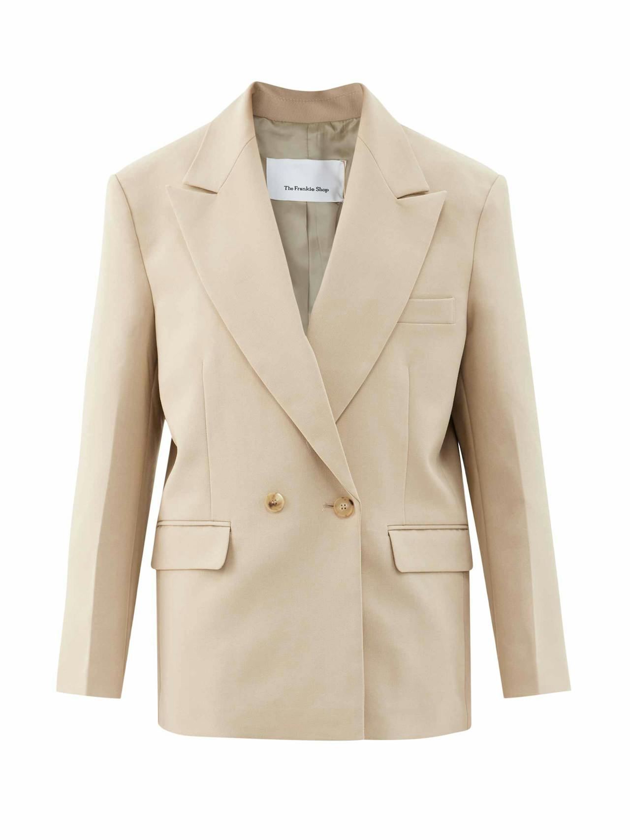 Beige oversized double-breasted suit jacket