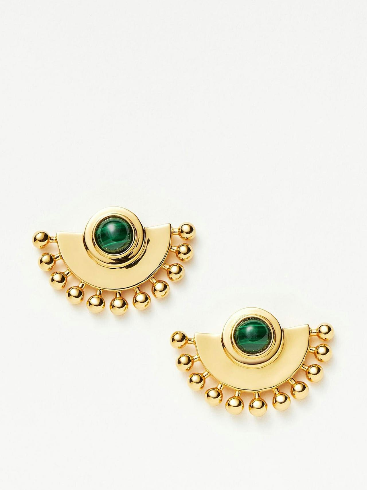 Zenyu fan gemstone stud earrings