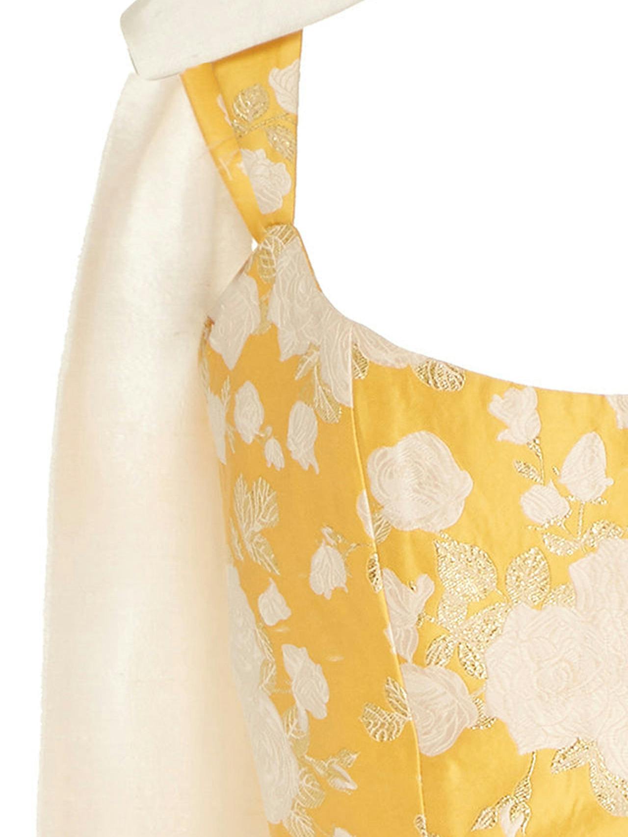 Celestia yellow floral brocade corset mini dress Clothing Markarian    - Collagerie