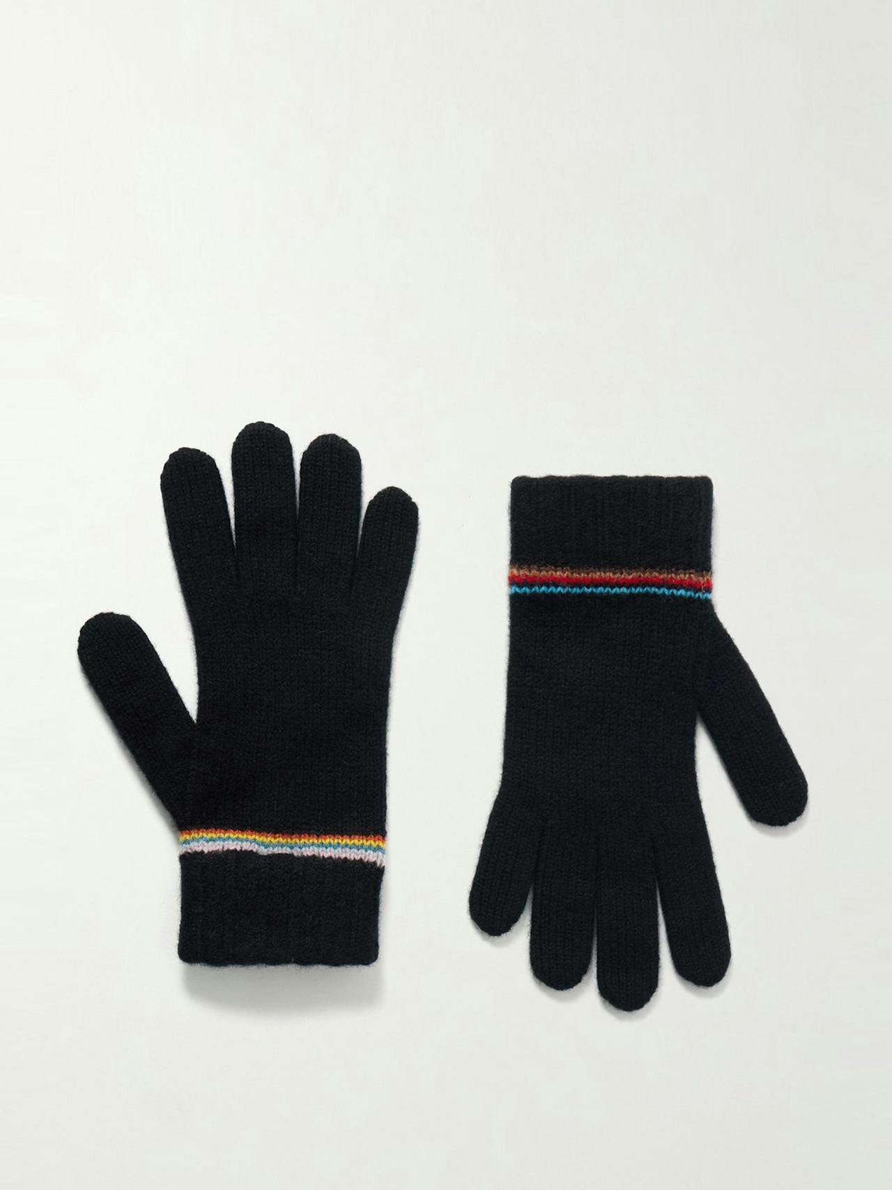 Intarsia-knit wool gloves