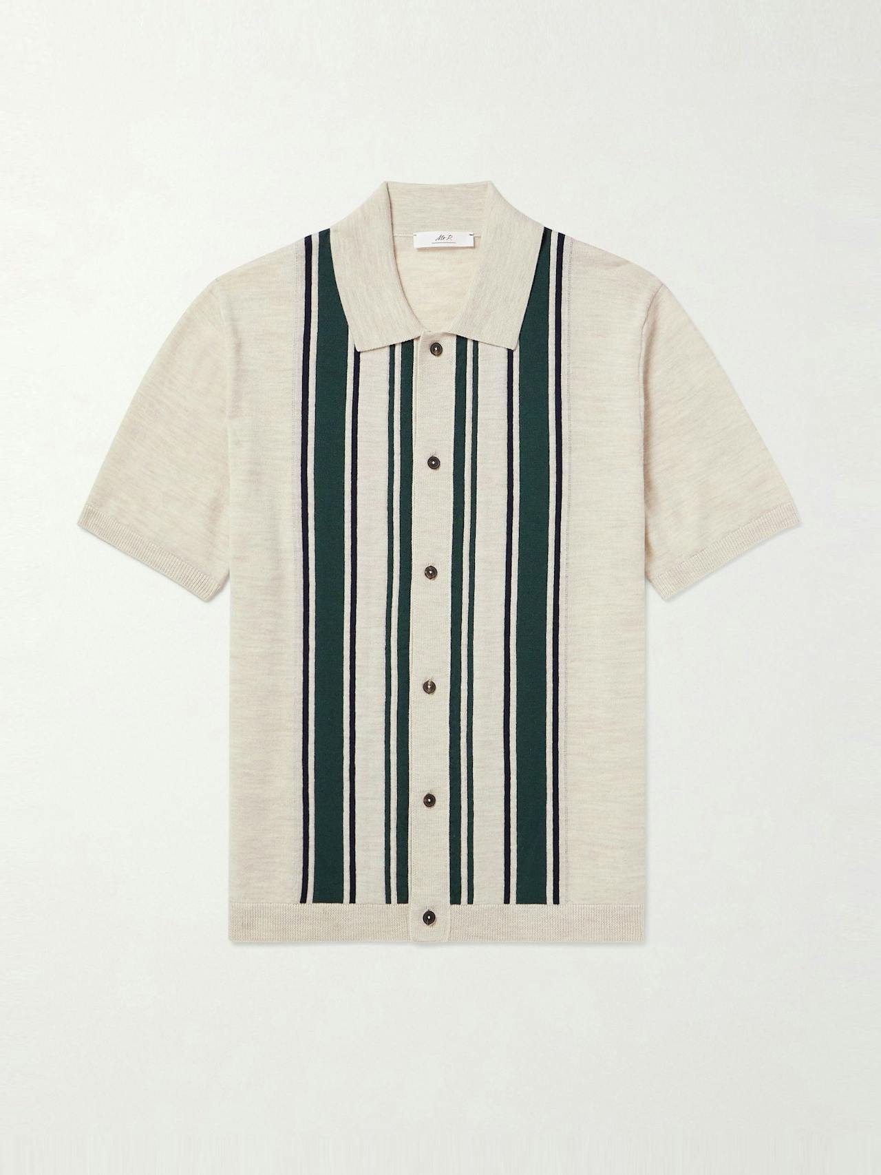 Golf striped merino wool polo shirt