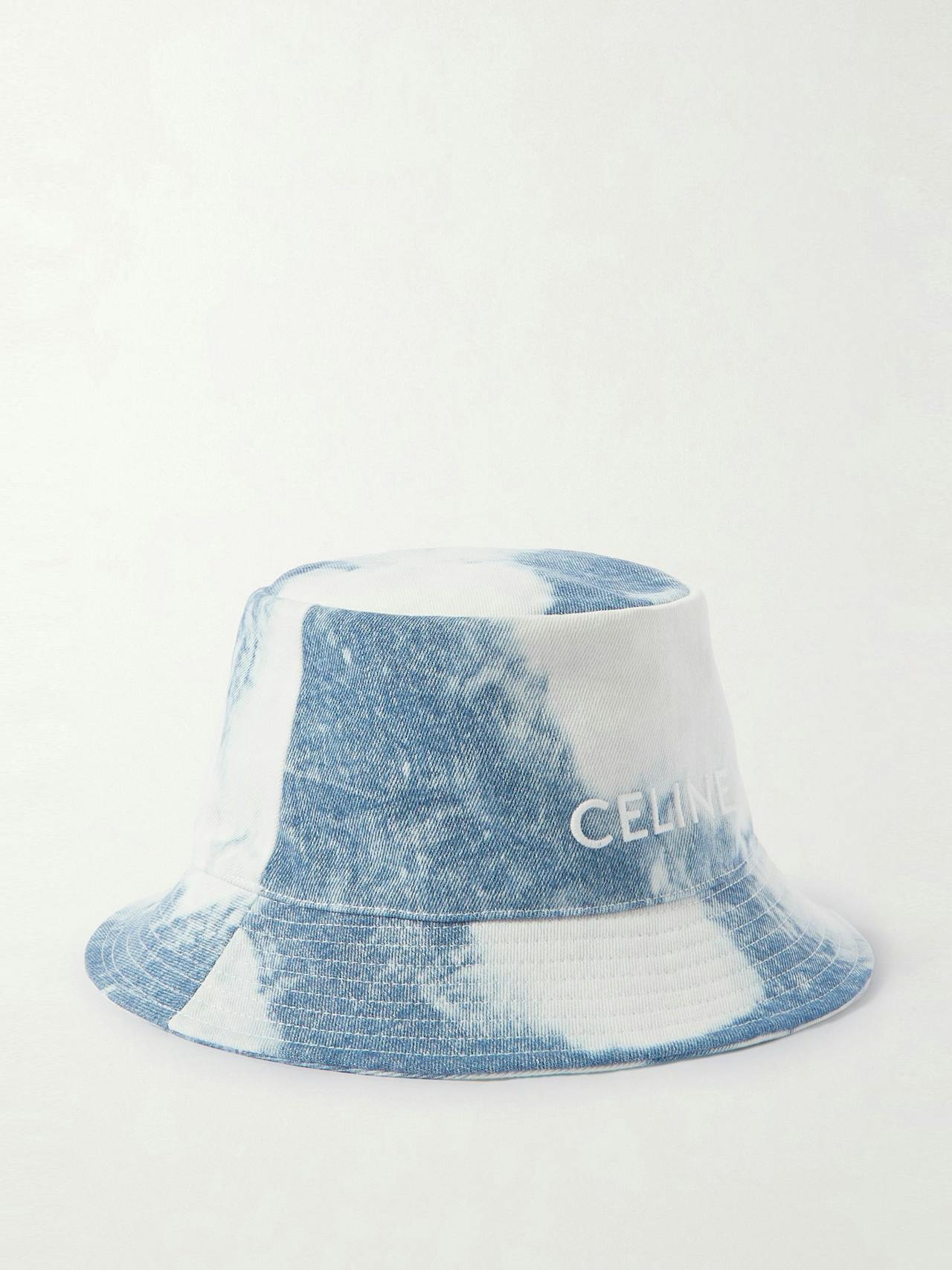 Bob logo-embroidered tie-dyed denim bucket hat