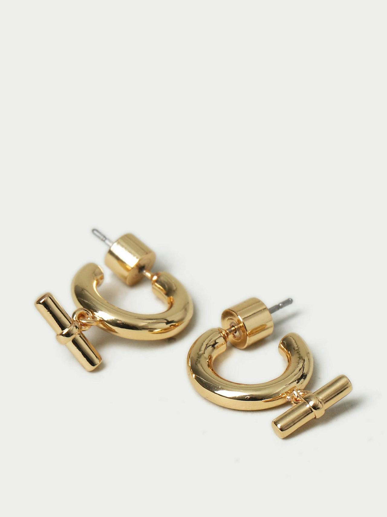 14kt gold plated T-bar hoop earrings