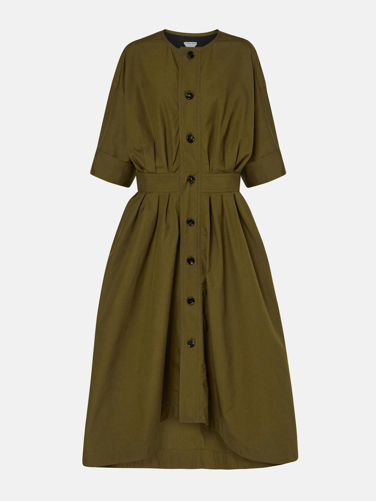 Cotton canvas shirt dress