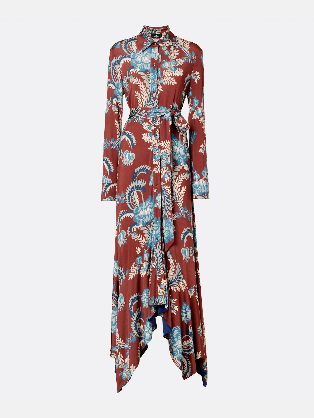 Floral asymmetric shirt dress