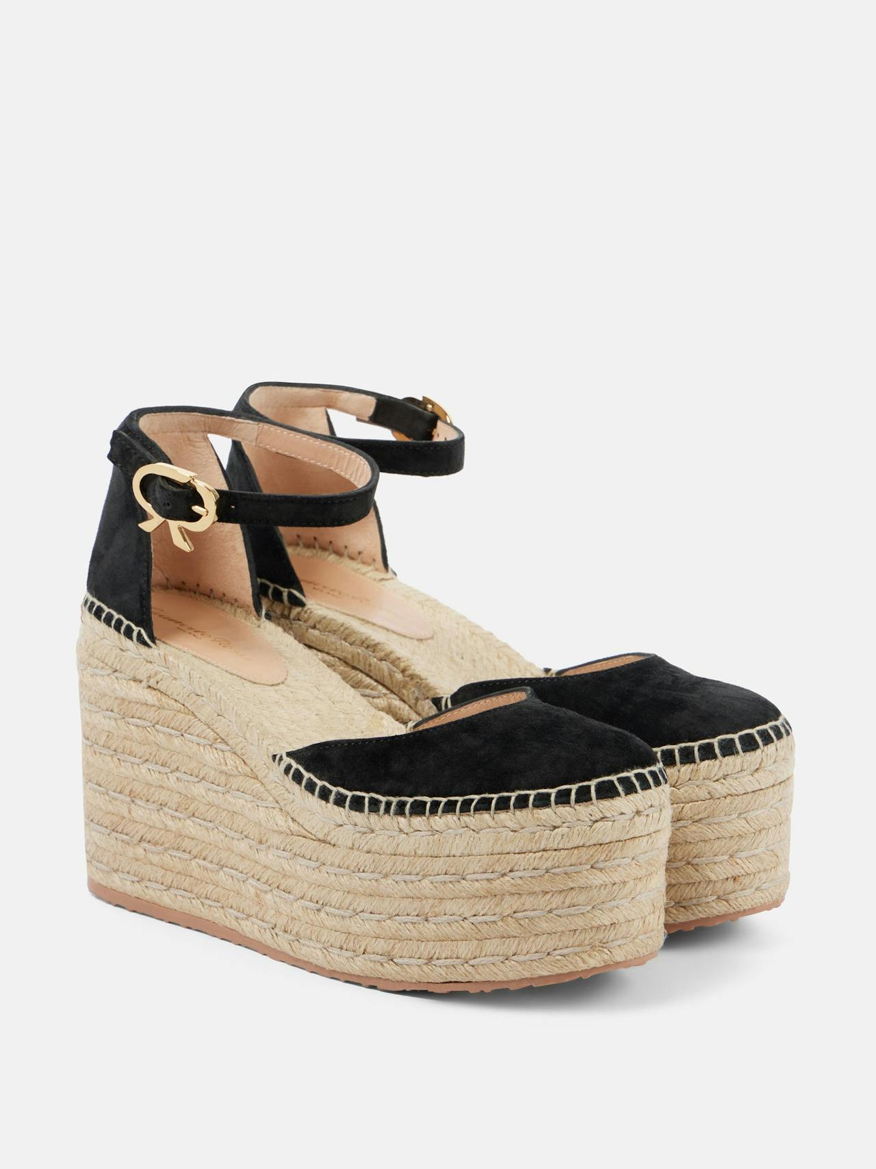 Suede platform espadrille wedges