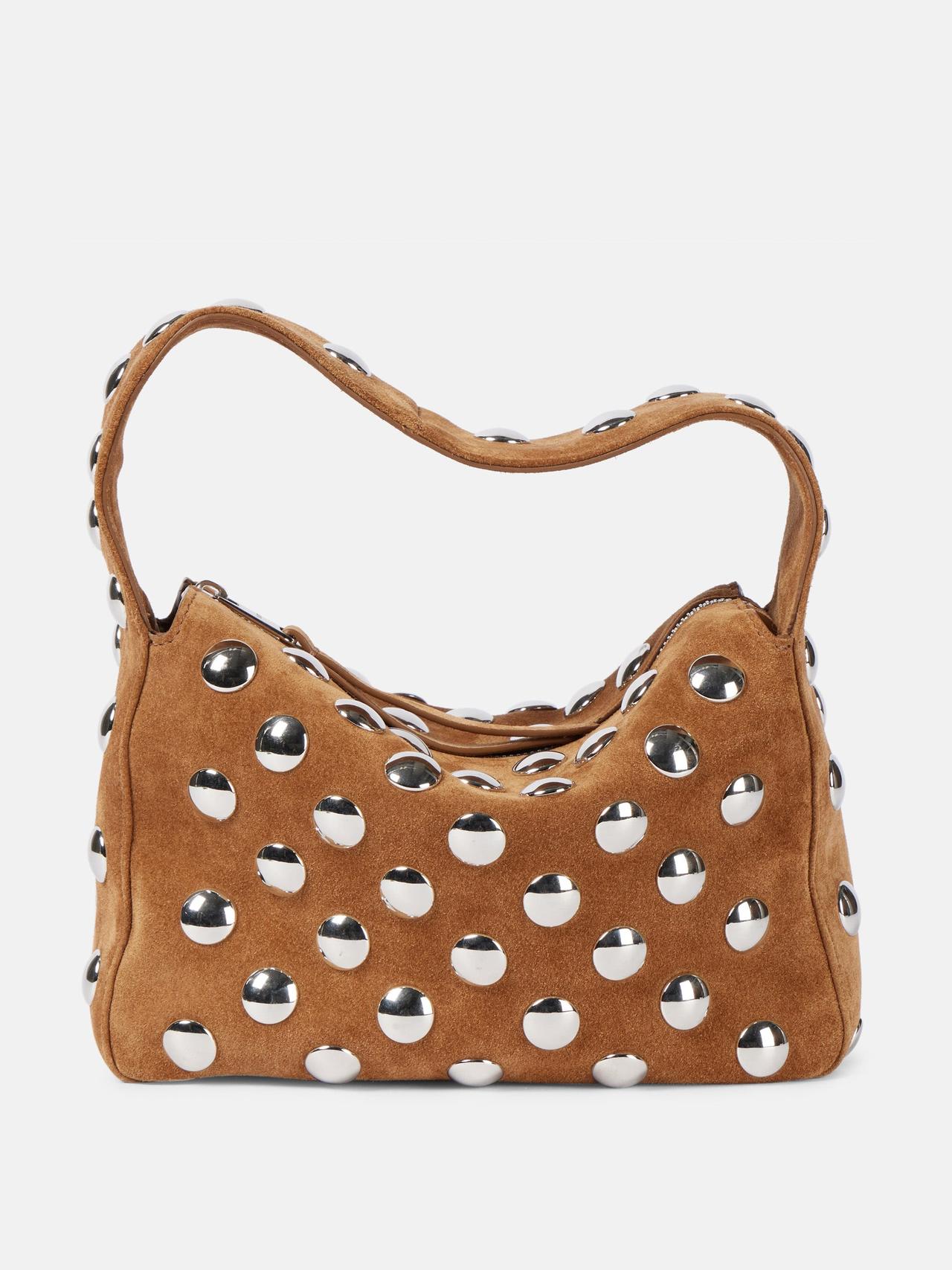 Elena Small studded suede shoulder bag