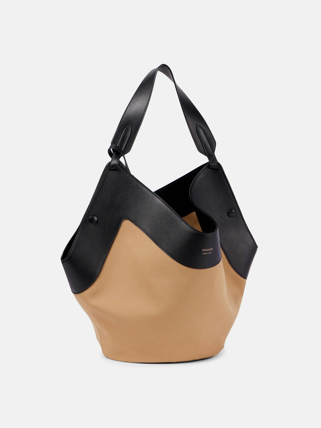 Lotus Medium canvas and leather tote bag