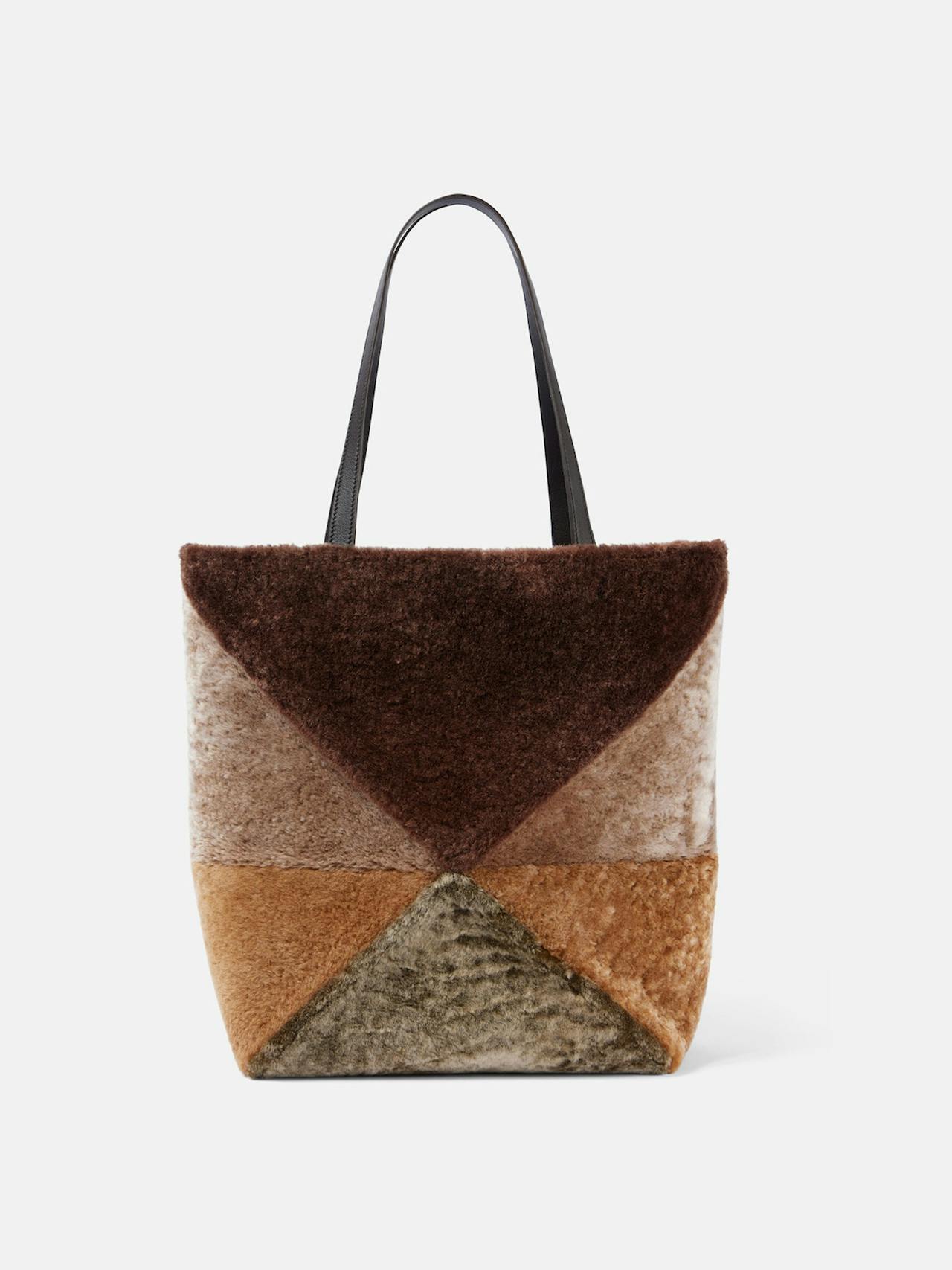 Puzzle Fold Large shearling tote bag