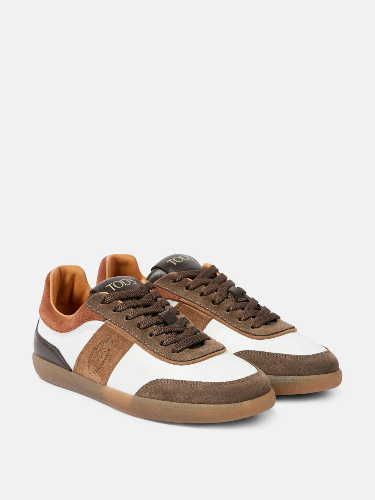 Tabs suede-trimmed leather sneakers