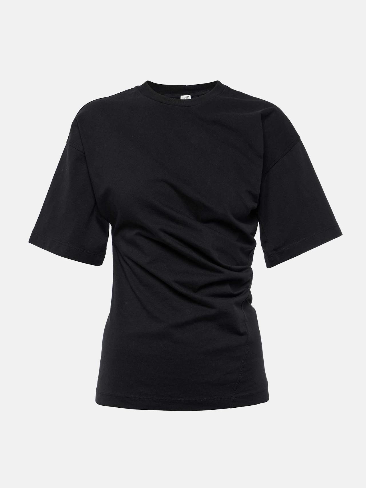 Gathered cotton jersey T-shirt