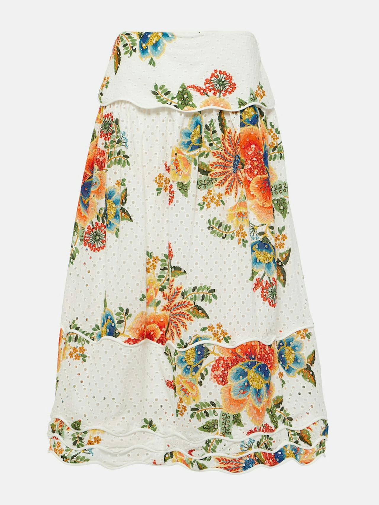Delicate Garden cotton midi skirt