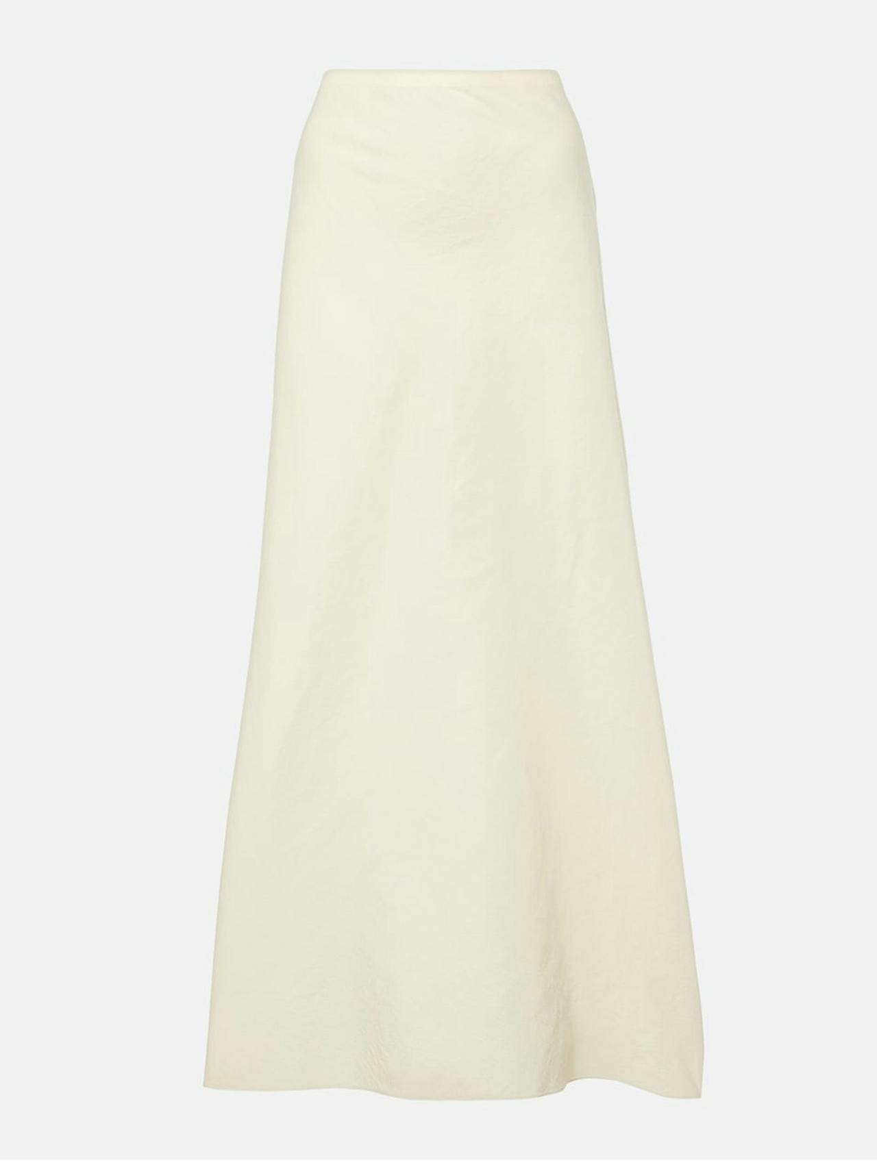 Mauva silk and cotton organza maxi skirt
