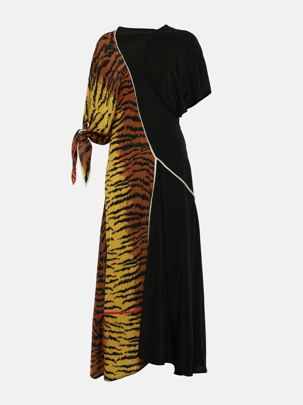 Asymmetric animal-print silk maxi dress