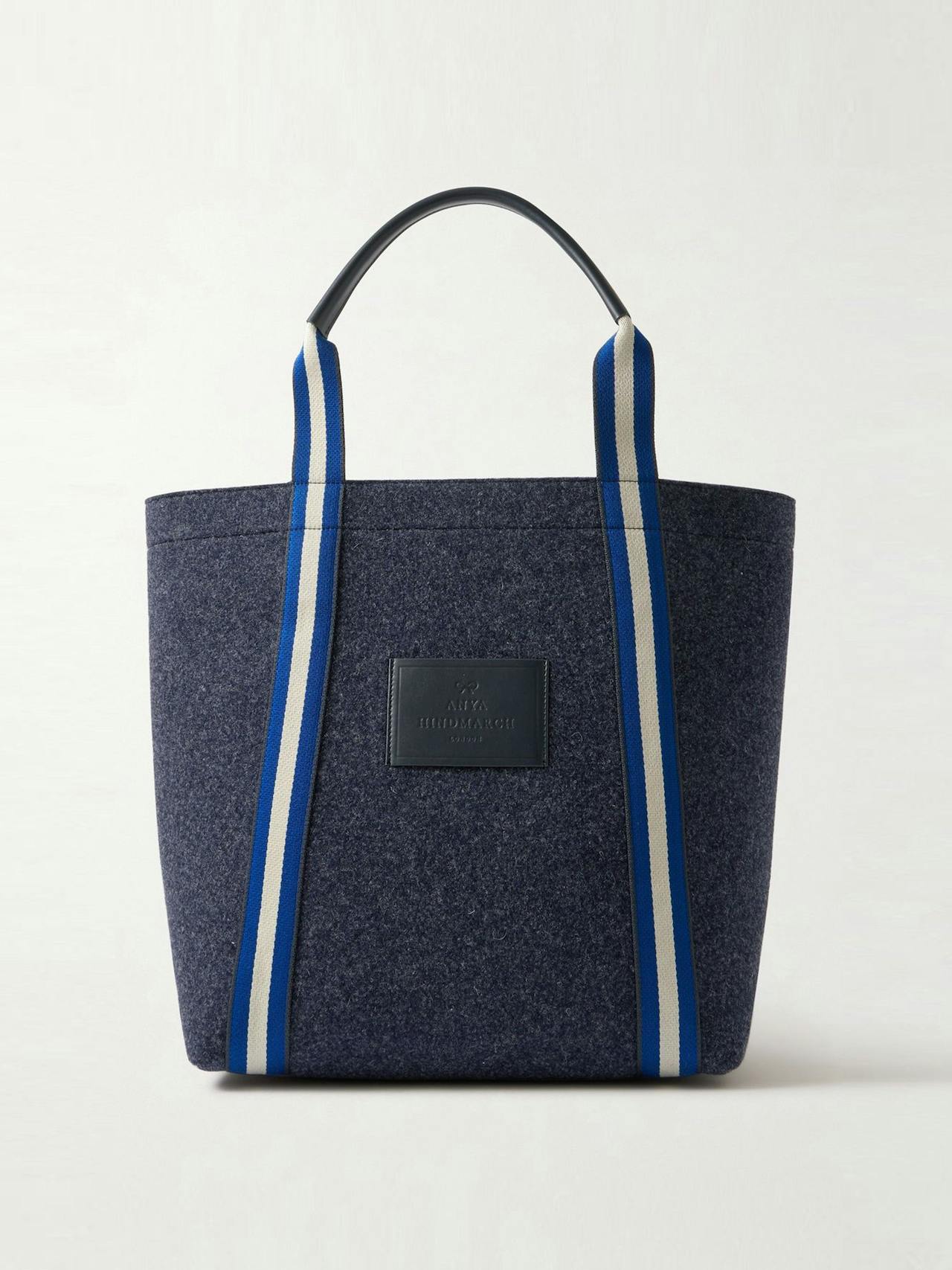 Pont canvas-jacquard and leather-trimmed recycled wool-felt tote