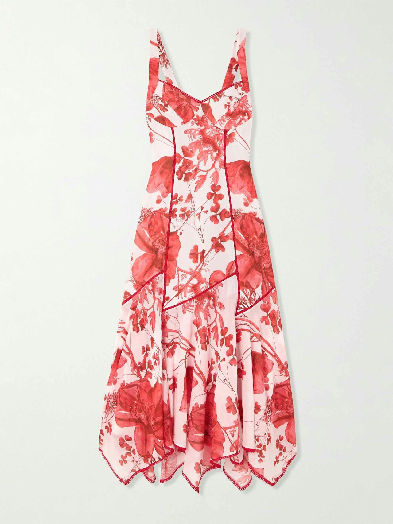 Yurik guipure lace-trimmed floral-print cotton-blend voile midi dress