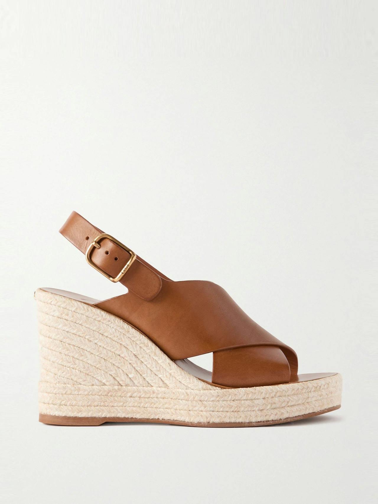 Pary leather espadrille wedge slingback sandals