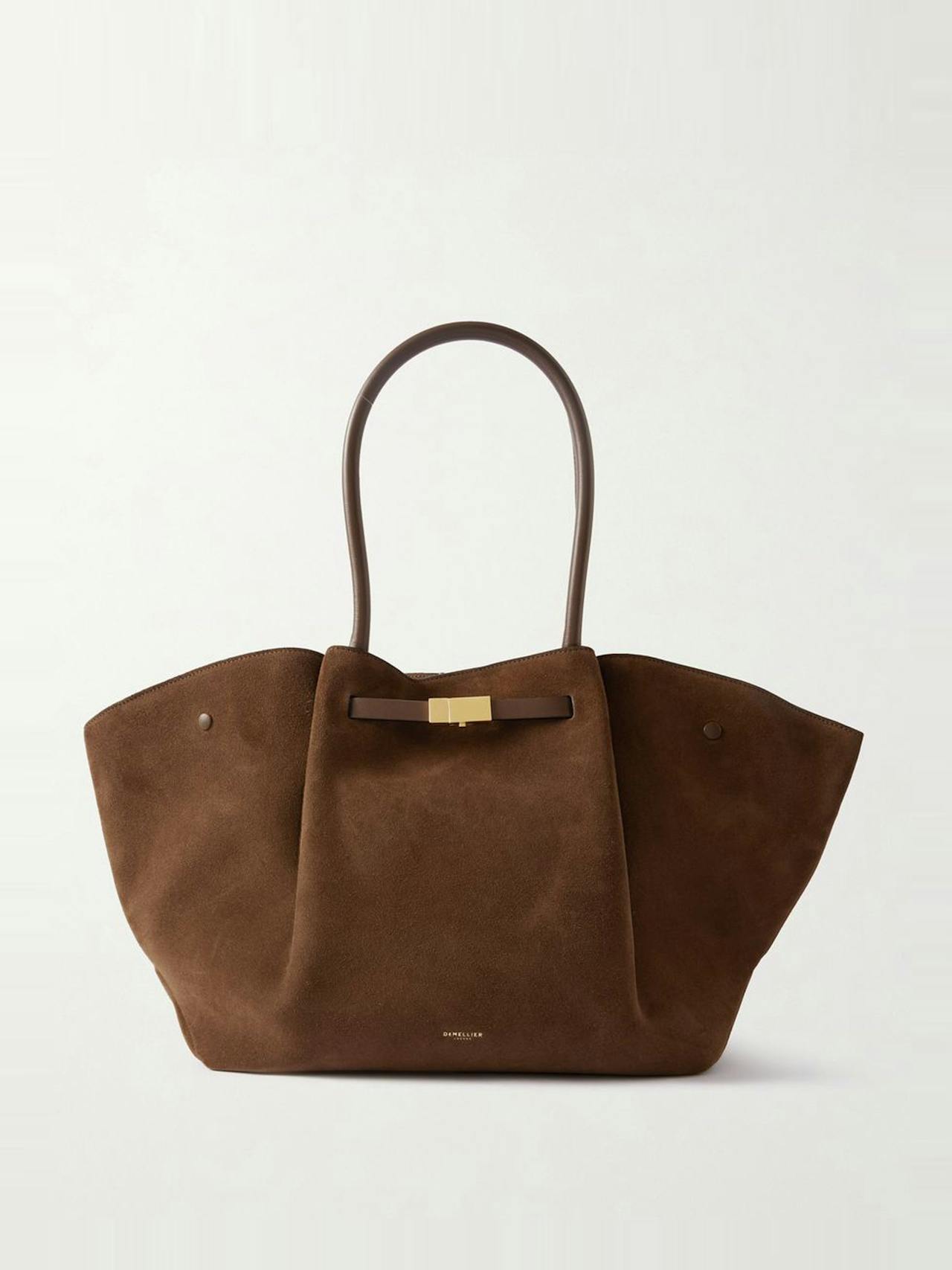 New York leather-trimmed suede tote