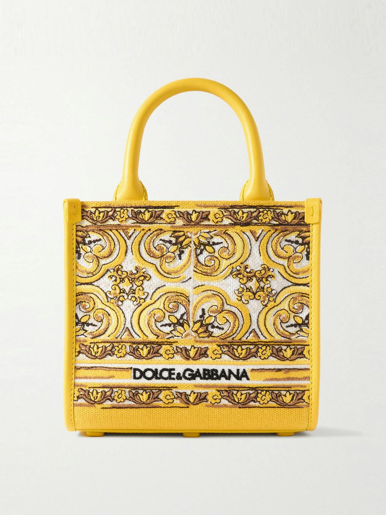 DG Daily small leather-trimmed canvas-jacquard tote bag
