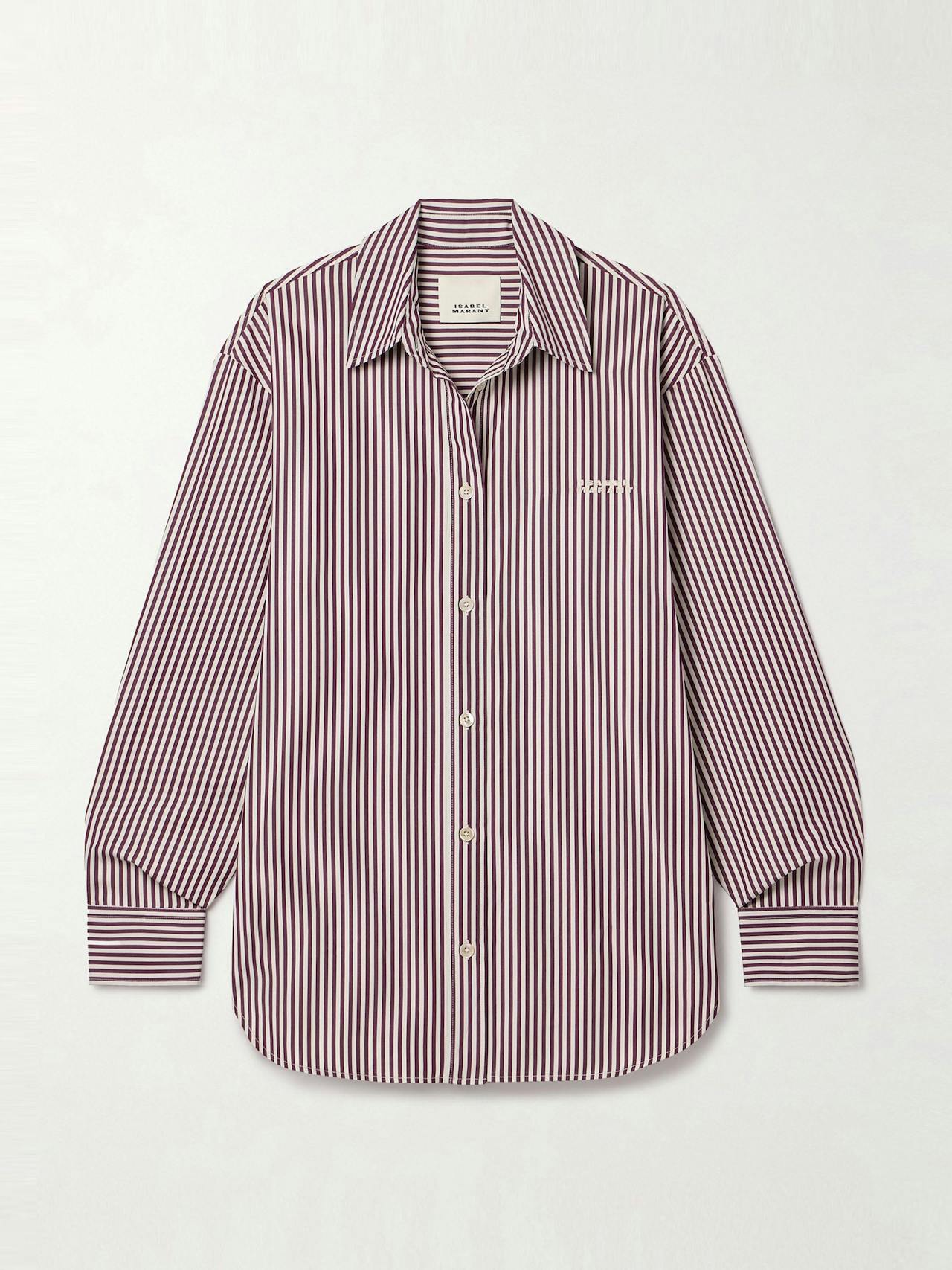 Fabriza embroidered striped cotton-poplin shirt