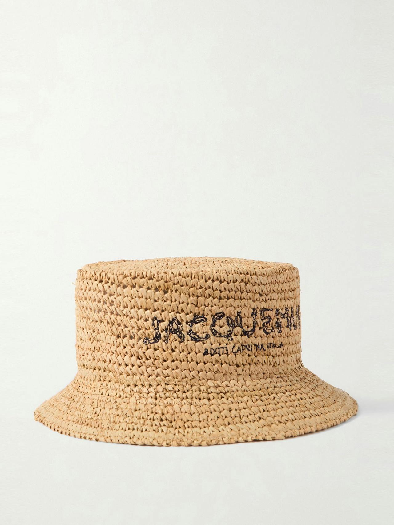Le Bob Pesco embroidered raffia bucket hat