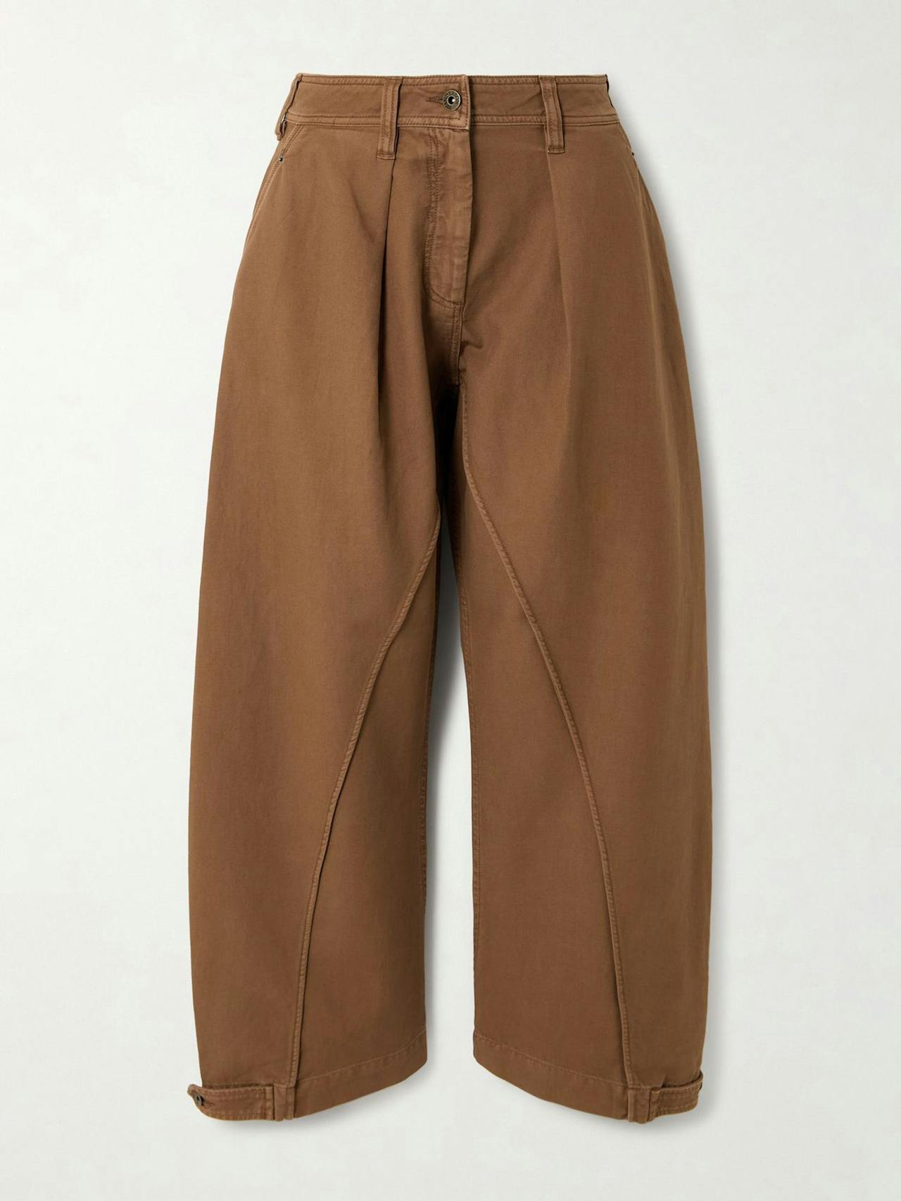 Twisted Seam appliquéd cotton-twill wide-leg pants