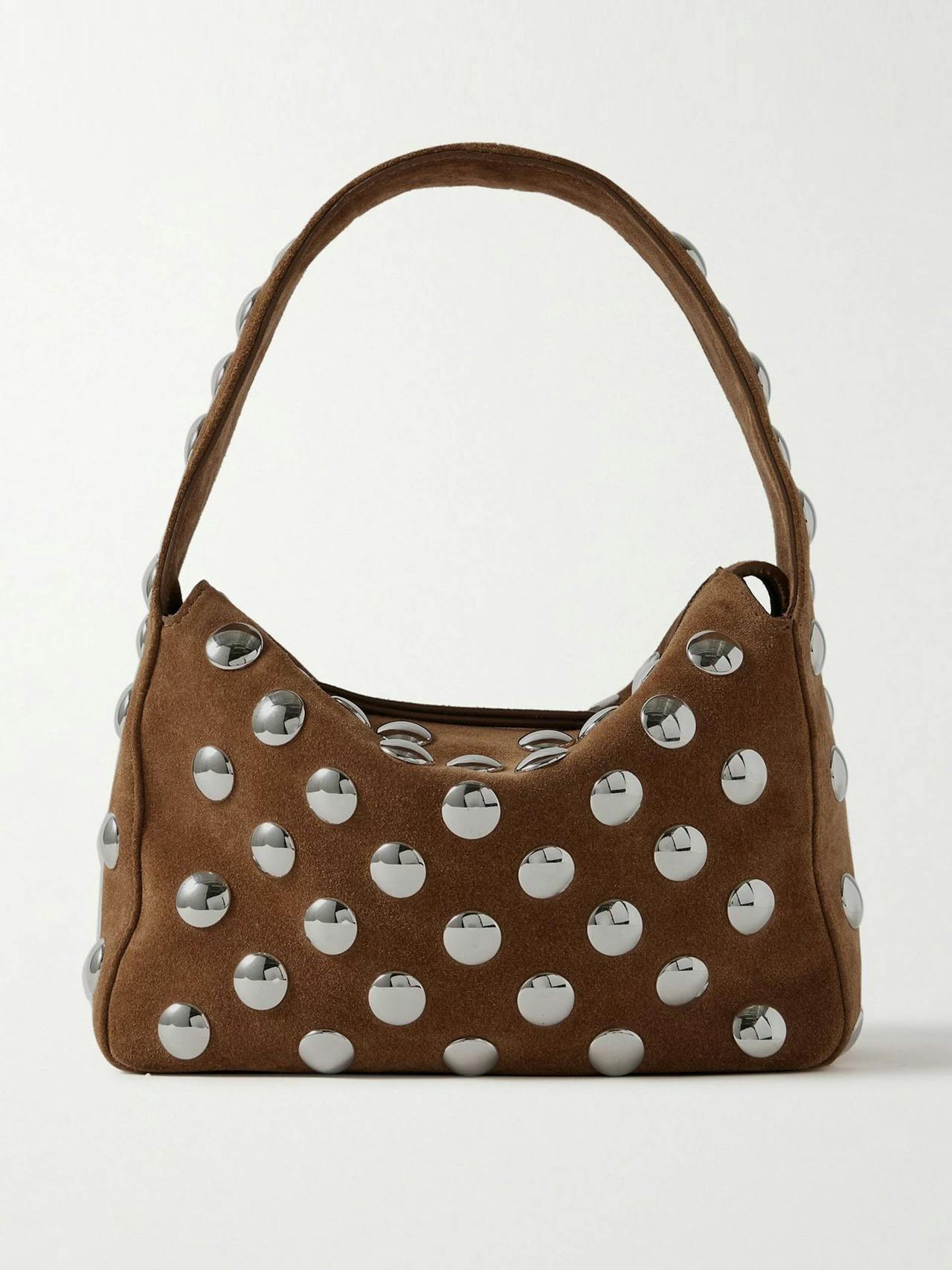 Elena small studded suede shoulder bag