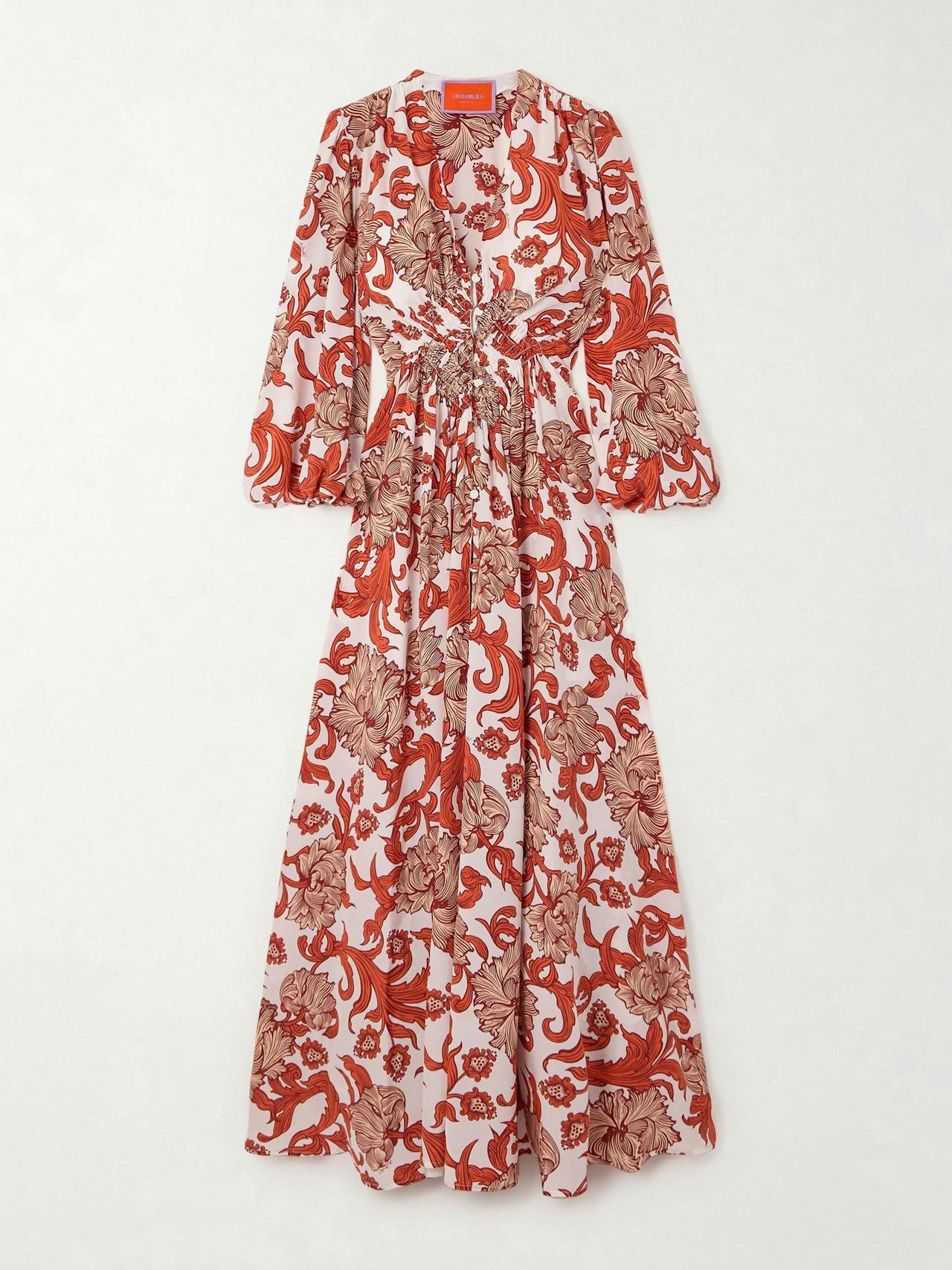 Long Camerino ruffled printed silk maxi dress