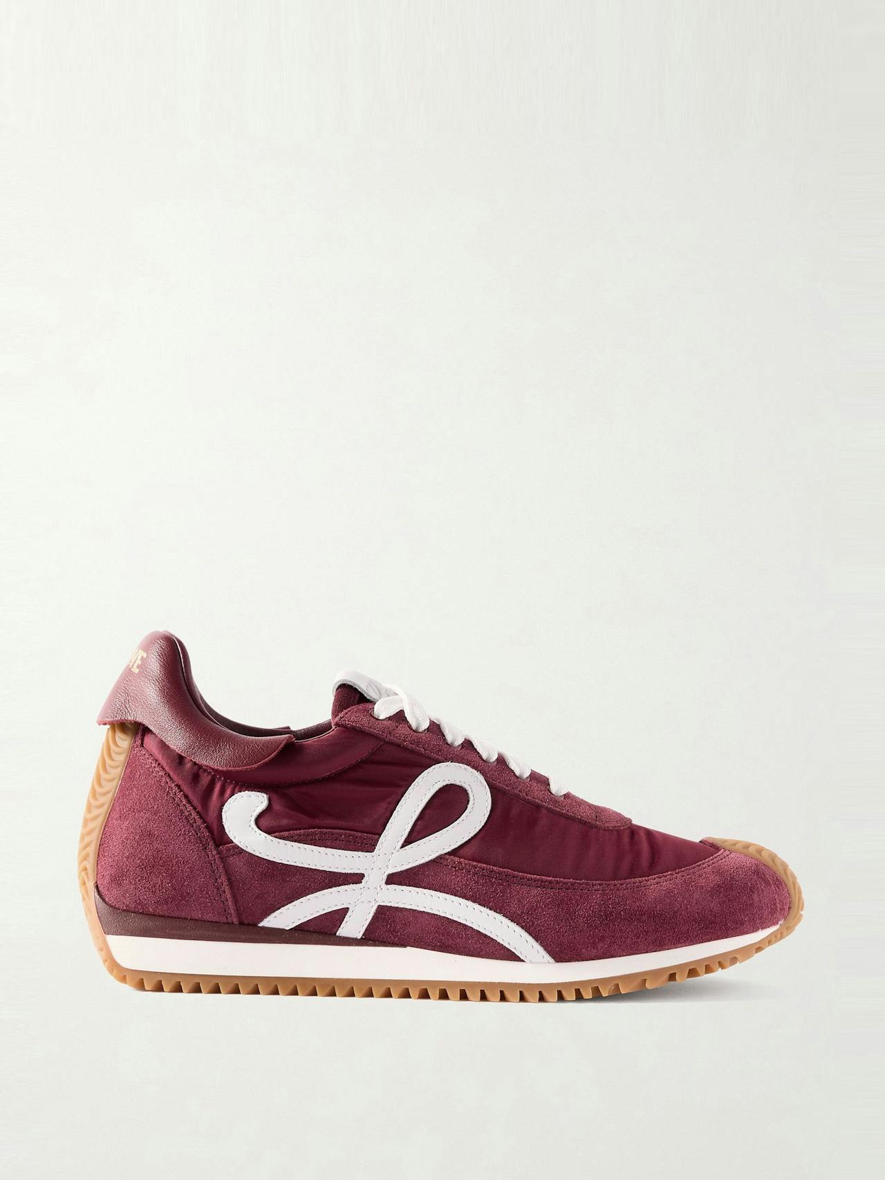 Flow Runner leather-trimmed shell and brushed suede sneakers