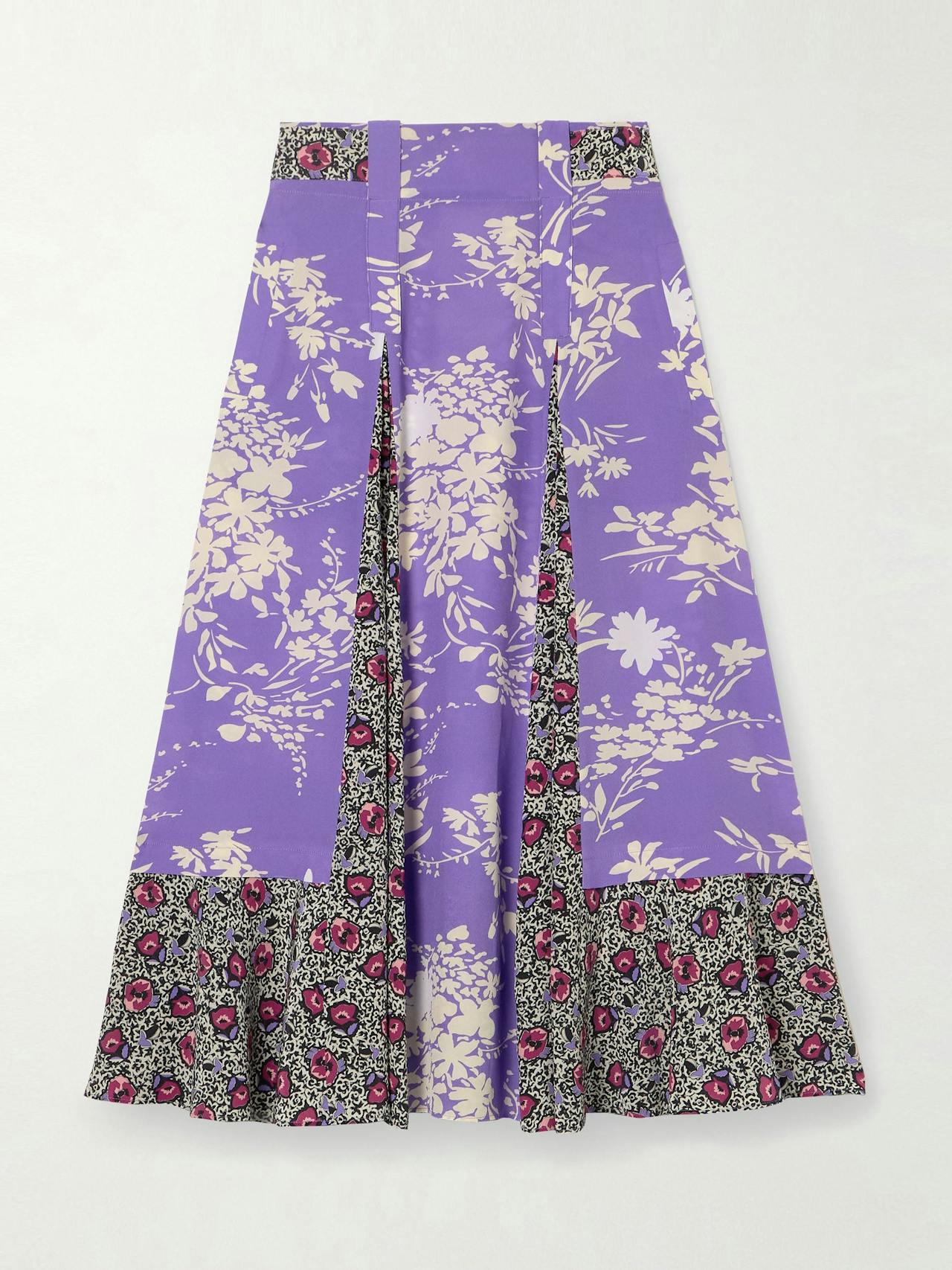 Atalante pleated floral-print silk crepe de chine midi skirt