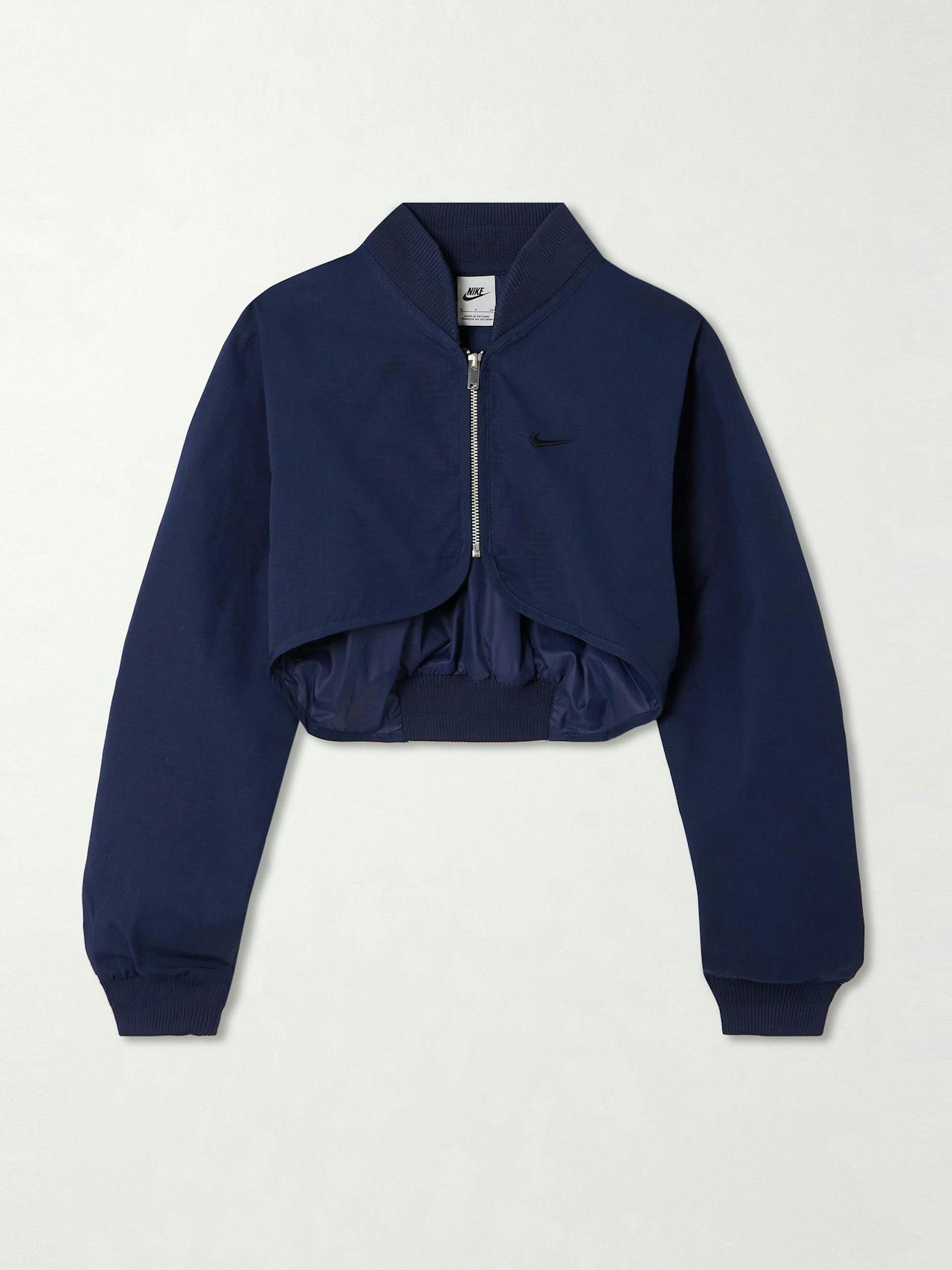 Cropped embroidered cotton-twill jacket