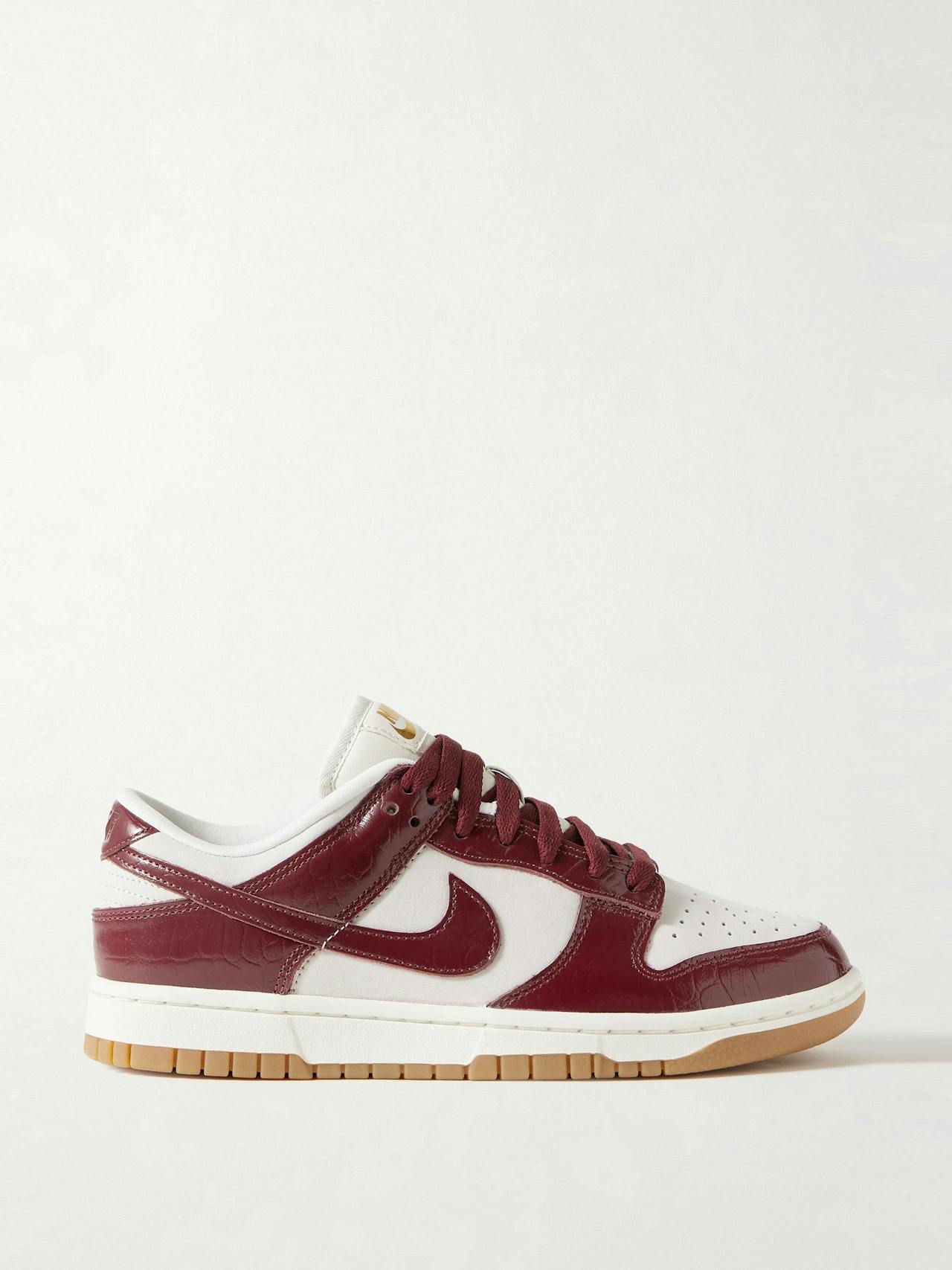 Dunk Low croc-effect leather-and suede sneakers