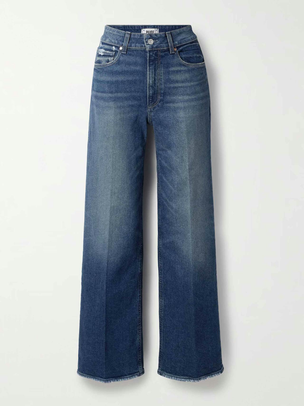 Sasha frayed high-rise wide-leg jeans