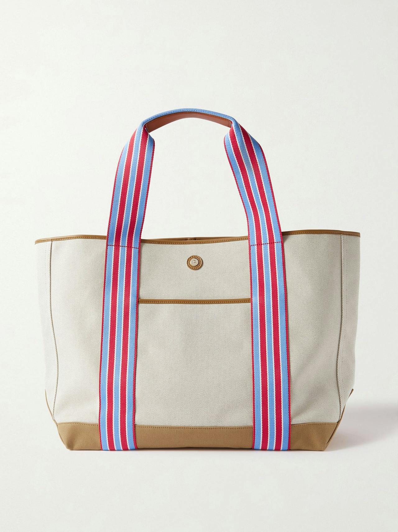 Cabana leather and canvas tote