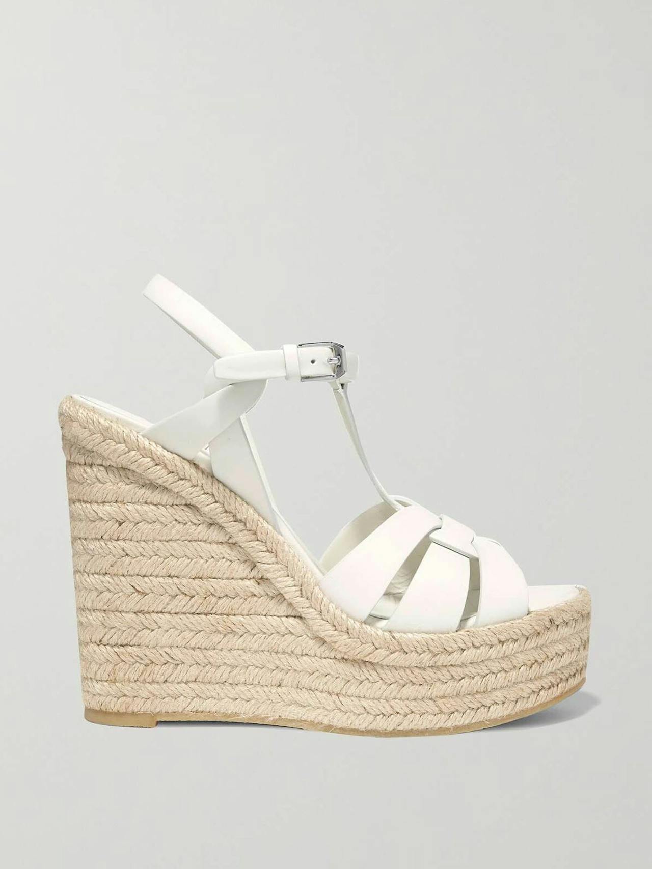 Tribute woven leather espadrille wedge sandals