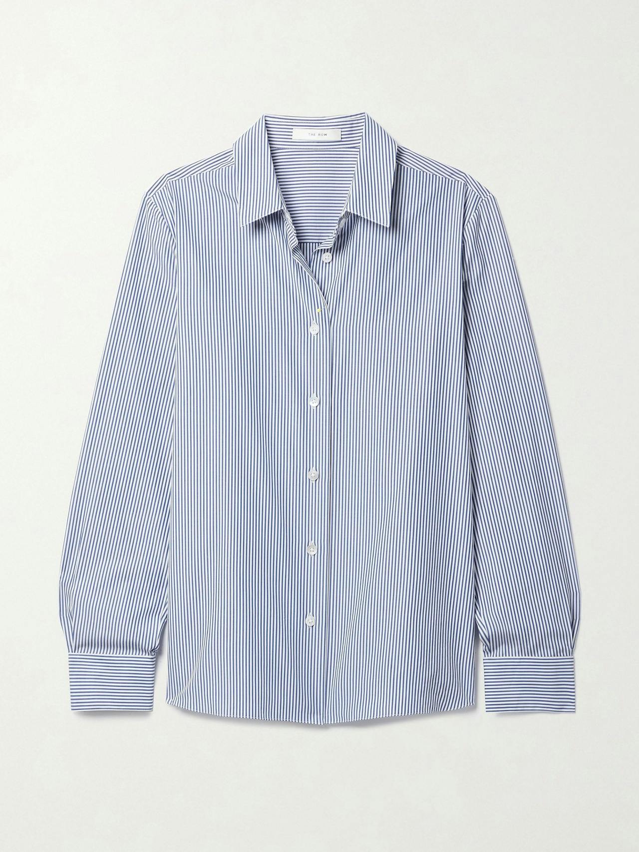 Blue striped cotton-poplin shirt