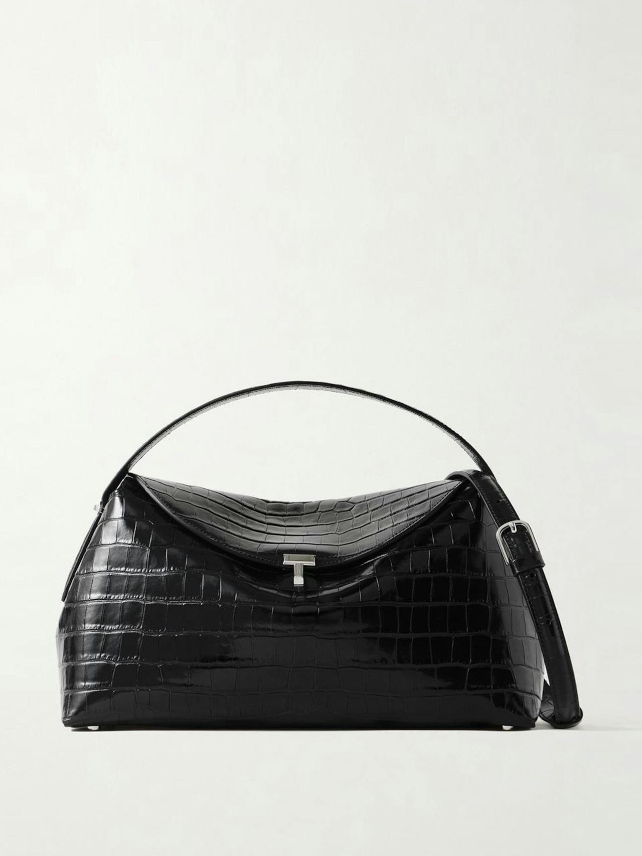 T-Lock croc-effect leather shoulder bag